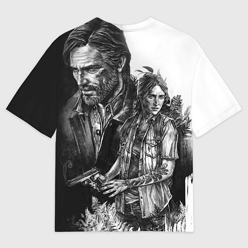 Мужская футболка оверсайз THE LAST OF US ЧЁРНО БЕЛЫЙ / 3D-принт – фото 2