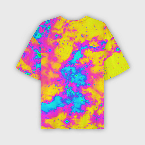 Мужская футболка оверсайз Яркая абстракция космических красок / 3D-принт – фото 2