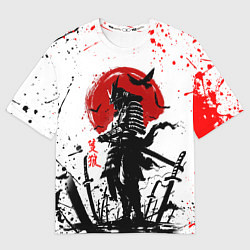 Футболка оверсайз мужская GHOST OF TSUSHIMA ПРИЗРАК ЦУСИМЫ КРАСНОЕ СОЛНЦЕ, цвет: 3D-принт