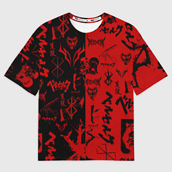 Футболка оверсайз мужская BERSERK BLACK RED БЕРСЕРК ПАТТЕРН, цвет: 3D-принт