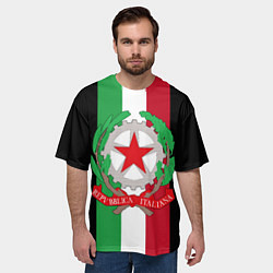 Футболка оверсайз мужская ГЕРБ ИТАЛИИ ТРИКОЛОР ИТАЛИЯ, цвет: 3D-принт — фото 2