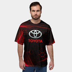Футболка оверсайз мужская Toyota Неоновые соты, цвет: 3D-принт — фото 2
