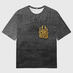 Футболка оверсайз мужская Волчий отпечаток золотом Символ Велеса, цвет: 3D-принт