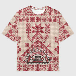 Футболка оверсайз мужская Славянская вышивка Узоры Руси, цвет: 3D-принт