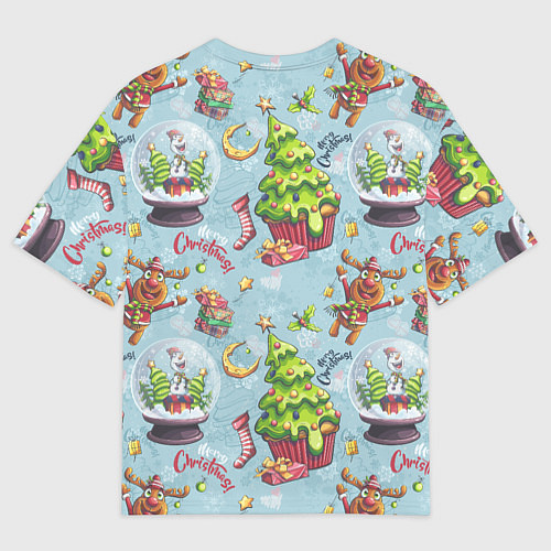 Мужская футболка оверсайз Merry Christmas Pattern / 3D-принт – фото 2