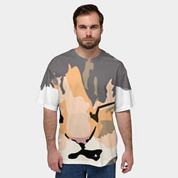 Футболка оверсайз мужская Камуфляжный кот, цвет: 3D-принт — фото 2