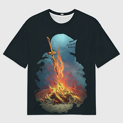 Футболка оверсайз мужская Witcher 3 костер, цвет: 3D-принт