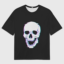 Мужская футболка оверсайз Неоновый светящийся череп