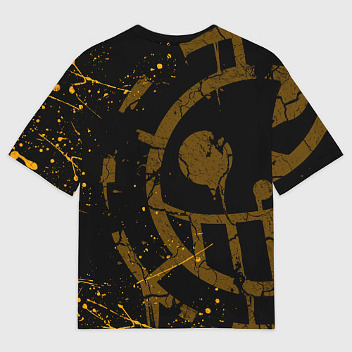 Мужская футболка оверсайз ВАН ПИС ПИРАТЫ ЖЁЛТЫЙ ЛОГО / 3D-принт – фото 2