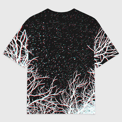 Мужская футболка оверсайз СИРЕНОГОЛОВЫЙ ГЛИТЧ ЛЕС, КОСМОС / 3D-принт – фото 2