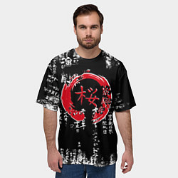 Футболка оверсайз мужская Кандзи Сакура Иероглифы Аниме, цвет: 3D-принт — фото 2