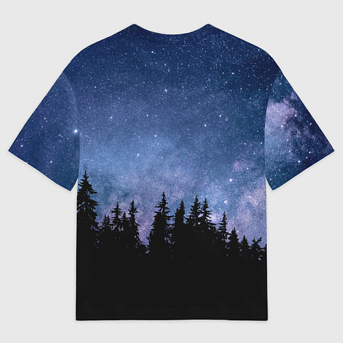 Мужская футболка оверсайз НОЧНОЙ ЛЕС И ЗВЕЗДЫ / 3D-принт – фото 2