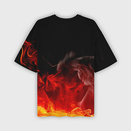 Мужская футболка оверсайз Кулак One Punch-Man в огне / 3D-принт – фото 2