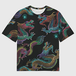 Футболка оверсайз мужская Цветные драконы, цвет: 3D-принт