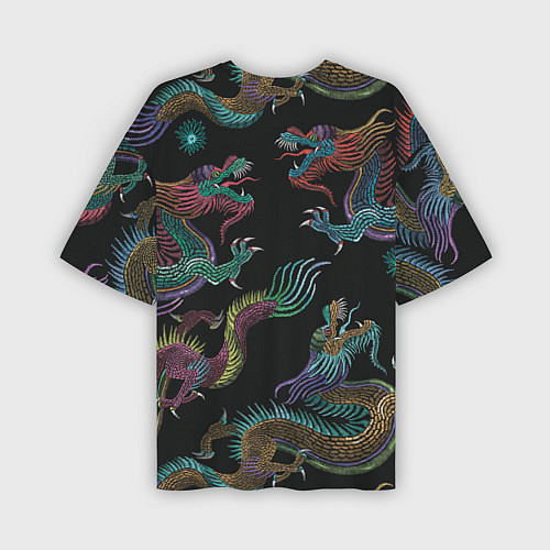 Мужская футболка оверсайз Цветные драконы / 3D-принт – фото 2
