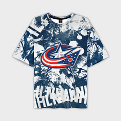 Мужская футболка оверсайз Коламбус Блю Джекетс, Columbus Blue Jackets