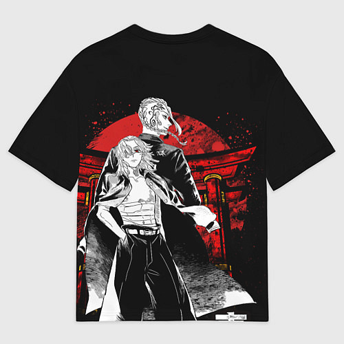 Мужская футболка оверсайз МАЙКИ ТОЙКИЙСКИЕ МСТИТЕЛИ НЕОН ЛОГО / 3D-принт – фото 2