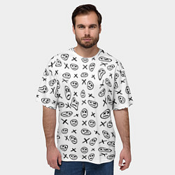 Футболка оверсайз мужская Смайлы граффити, цвет: 3D-принт — фото 2