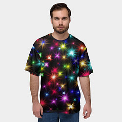 Футболка оверсайз мужская ПРАЗДНИЧНЫЕ ОГОНЬКИ, цвет: 3D-принт — фото 2