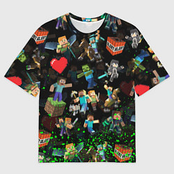Футболка оверсайз мужская МАЙНКРАФТ ПАТТЕРН ГЕРОИ ИГРЫ, цвет: 3D-принт