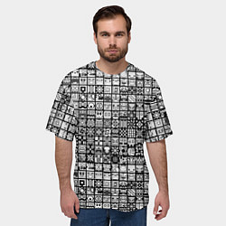 Футболка оверсайз мужская Geometry Dash: BW Pattern, цвет: 3D-принт — фото 2