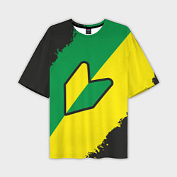 Мужская футболка оверсайз JDM GREEN YELLOW LOGO