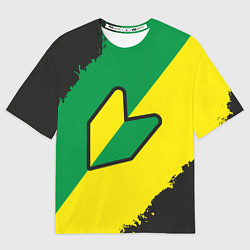 Футболка оверсайз мужская JDM GREEN YELLOW LOGO, цвет: 3D-принт