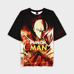 Футболка оверсайз мужская Огненный Сайтама One Punch-Man, цвет: 3D-принт