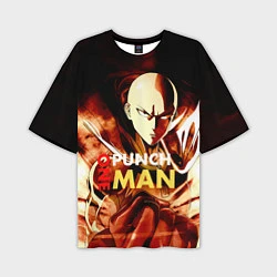 Мужская футболка оверсайз Огненный Сайтама One Punch-Man
