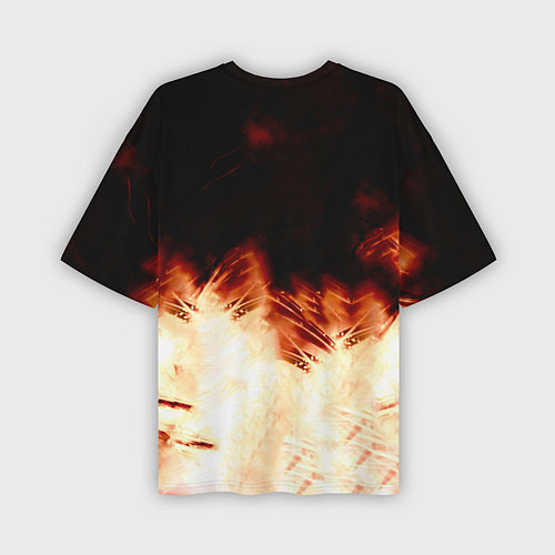 Мужская футболка оверсайз Огненный Сайтама One Punch-Man / 3D-принт – фото 2