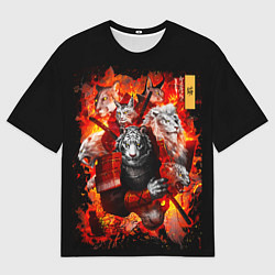 Мужская футболка оверсайз Водяной Тигр 2022 и крупные кошки лев, рысь