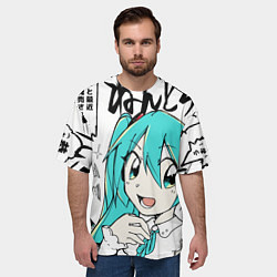 Футболка оверсайз мужская Hatsune Miku Vocaloid, цвет: 3D-принт — фото 2