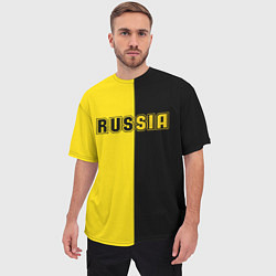 Футболка оверсайз мужская Россия черно желтое RUSSIA - BORUSSIA, цвет: 3D-принт — фото 2