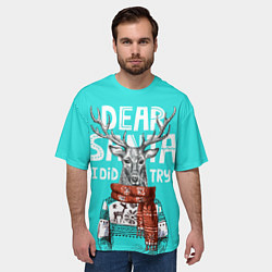 Футболка оверсайз мужская Олень в свитере с оленями, цвет: 3D-принт — фото 2