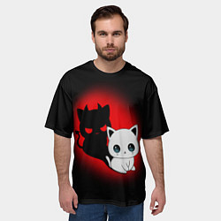 Футболка оверсайз мужская КОТИК ДЬЯВОЛ KITTY DEVIL, цвет: 3D-принт — фото 2