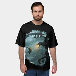 Футболка оверсайз мужская TES SKYRIM FIGHT DRAGON, цвет: 3D-принт — фото 2