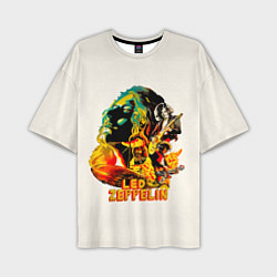 Футболка оверсайз мужская Группа Led Zeppelin арт, цвет: 3D-принт
