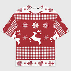 Футболка оверсайз мужская Узор с оленями, цвет: 3D-принт