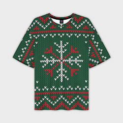 Мужская футболка оверсайз Knitted Snowflake Pattern