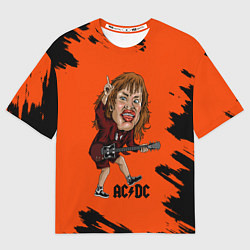 Футболка оверсайз мужская Шарж Ангус Янг ACDC, цвет: 3D-принт