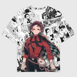 Мужская футболка оверсайз Танджиро Камадо на манге