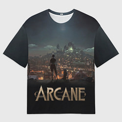 Мужская футболка оверсайз Сёстры на крыше