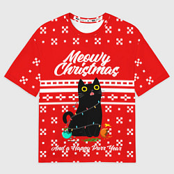 Футболка оверсайз мужская MEOW CHRISTMAS, цвет: 3D-принт
