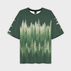 Мужская футболка оверсайз Елки-палки, хвойный лес