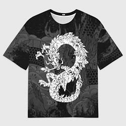 Футболка оверсайз мужская Белый Дракон Гранж White Dragon, цвет: 3D-принт