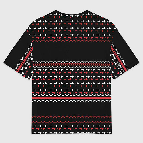 Мужская футболка оверсайз НОВОГОДНИЙ ПАТТЕРН SWEATER / 3D-принт – фото 2