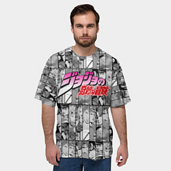 Футболка оверсайз мужская JOJOS BIZARRE ADVENTURE ЧЁРНО БЕЛОЕ, цвет: 3D-принт — фото 2