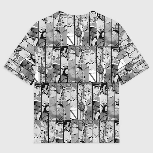 Мужская футболка оверсайз JOJOS BIZARRE ADVENTURE ЧЁРНО БЕЛОЕ / 3D-принт – фото 2