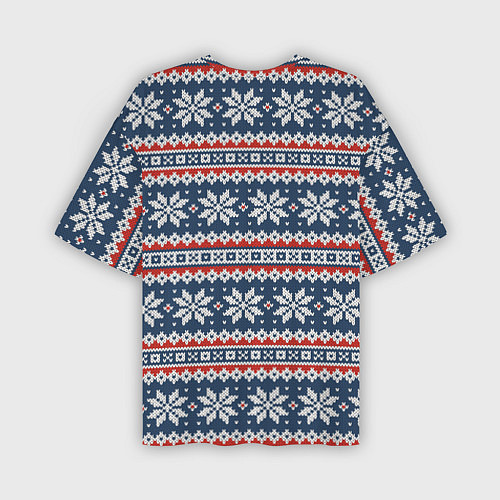 Мужская футболка оверсайз Knitted Christmas Pattern / 3D-принт – фото 2