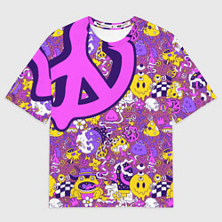 Футболка оверсайз мужская Психоделика Существа Знаки, цвет: 3D-принт
